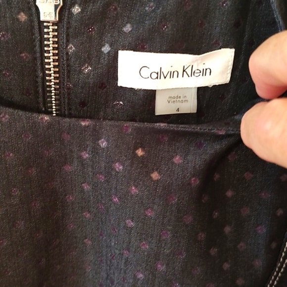 CALVIN KLEIN BLACK SHEATH DRESS with WHITE DETAIL. SIZE 4. LIKE NEW! - Picture 9 of 9